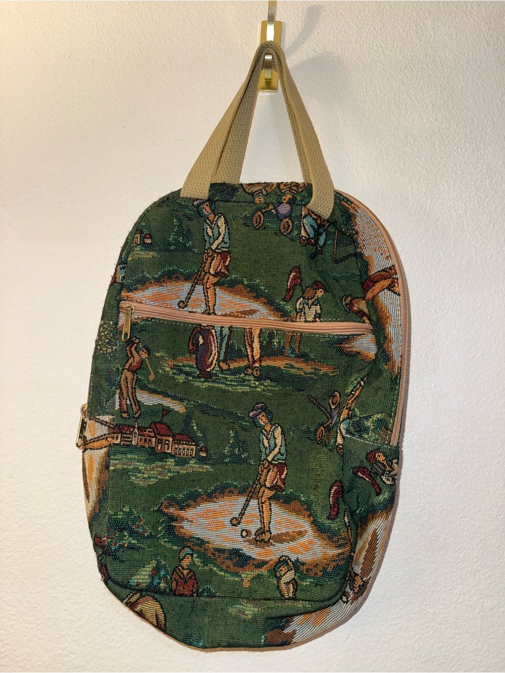 vintage green golf-themed woven tapestry bag by Holdings Fine Accessories